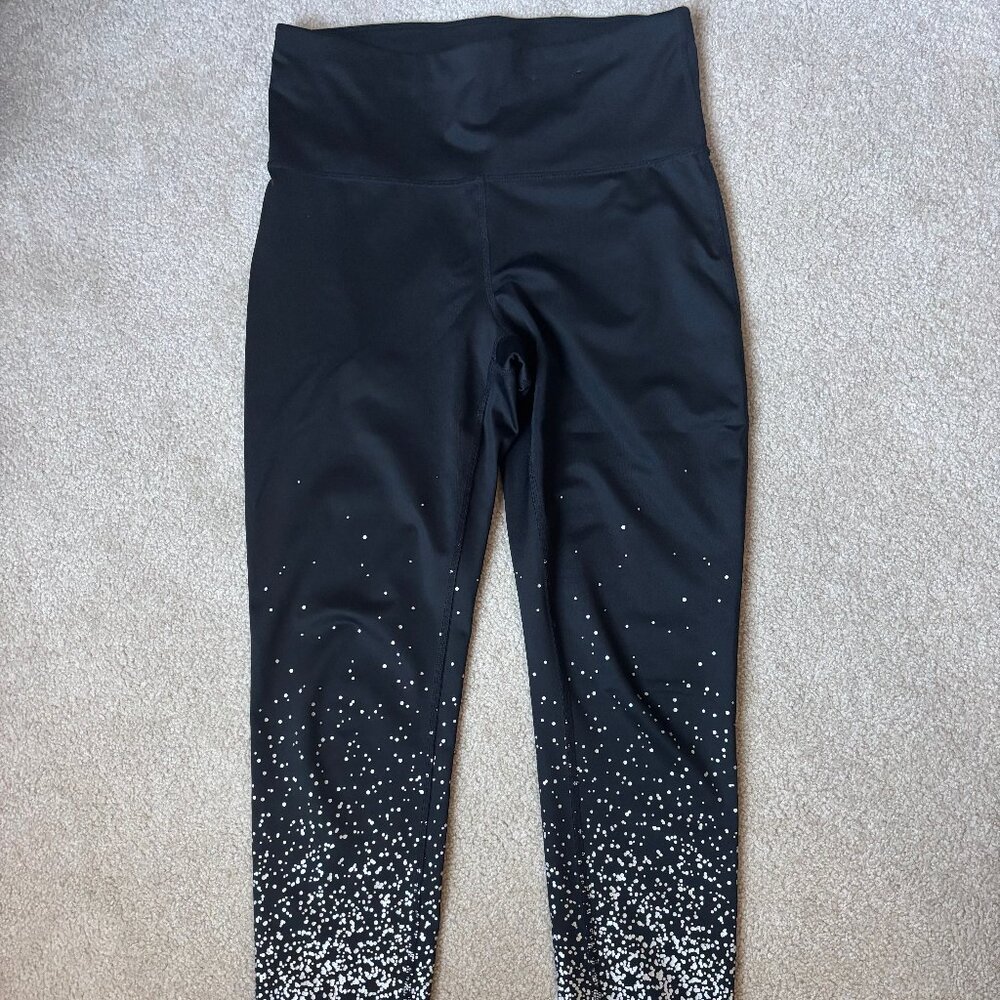 Xersion black fitted speckled workout sporty leggings